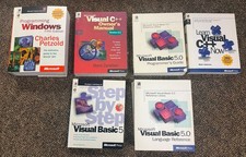 Vintage Microsoft Programming Book Lot Petzold Windows API Visual C++ VB5 picture