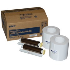 DNP QW410 4x6 ** PERFORATED ** Paper & Ink Ribbon Kit 150 2 sets (300 Prints) picture
