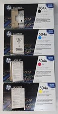 4x Lot HP 504A BCMY Original LaserJet Toner Cartridge OEM Cut Out Labels  picture