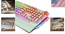 Retro Typewriter Gaming Keyboard | 108-Key RGB Blue Switch, Volume Knob, Wris... picture