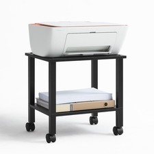 2 Tier Under Desk Printer Stand with Storage, Black picture
