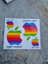 2 Sets Of Vintage 80s Apple Macintosh Computer Decals 4 Stickers Sheet Rainbow  picture