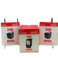 onn. Canon PG-240XL Black Ink Cartridge Lot of 3 2 Sealed 1 Open Box 2022-2025 picture