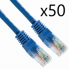 50 Pack Lot - 2ft CAT5e Ethernet Network LAN Router Patch Cable Cord Wire Blue picture