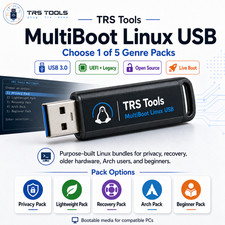 MultiBoot USB - 5 Linux Packs: Kali Tails Arch Mint Clonezilla | TRS Tools picture