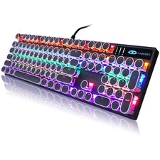 Retro Typewriter Mechanical Gaming Keyboard - RGB Backlit, 104 Keys, Blue Switch picture