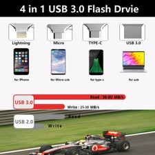 USB OTG 512G/256GB Flash Drive Stick 4 IN 1 Type C for i Phone Android iPad Lot picture