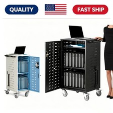 Lockable Steel Charging Cart for Chromebook & Tablet Ventilated Mobile Station picture