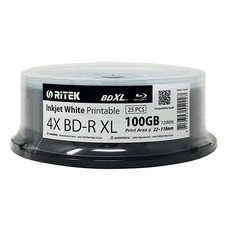 25 Ritek BD-R XL BDXL 4X 100GB Archival 3Layer White Inkjet Printable Blank Disc picture