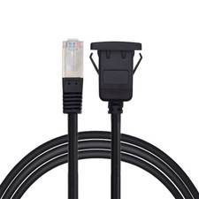 NFHK Waterproof Dustproof Latch Locking CAT6 RJ45 Male to Female LAN Black picture