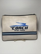 Coach Leather Cream and Blue Tablet Bag Purse Wallet Satchel NoB1944 F73076 Tote picture