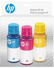 HP 31 Cyan Magenta Yellow Original Ink Bottles 3-Pack(Warranty End 4/26) picture