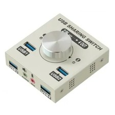 USB Sharing Switch 2 In 4 Out USB 3.0 White Audio Microphone Plug & Play picture
