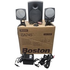 Boston Acoustics BA745 3-Piece Computer Speaker System w/ Box Tested Working picture