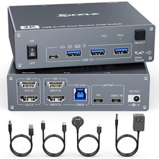 KVM Switch 8K USB-C 2 Ports Type-C Switcher Box Support 4K@60Hz for 2 Monitors picture