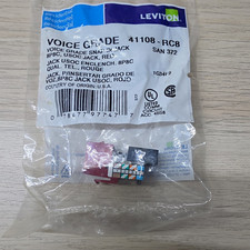 Leviton 41108-RC8 Voice Grade USOC Snap-In RJ-45 8P8C Jack Red - Lot Of 24 picture