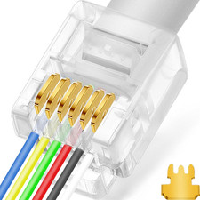 20Pack RJ11/RJ12 Pass through Connector 6P6C Telephone Modular Plug 3 Prong Typ picture