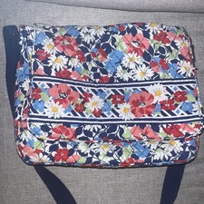 Vera Bradley Navy/Blue/Pink Floral Daisy Computer Bag Laptop Crossbody Bag picture
