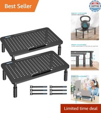 Ergonomic Adjustable Monitor Stand 2-Pack with Cable Management & Pen Holder picture