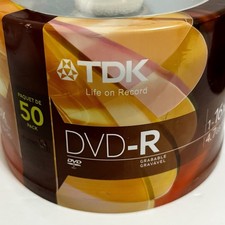 TDK DVD-R 50 Pack 1-16x 4.7GB Recordable Discs Spindle Pack New Sealed picture