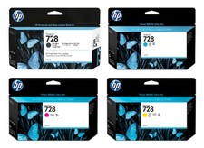 4 x Genuine Ink HP Designjet T830 T730 / No 728 FULL SET 130ml F9J67A-F9J65A picture