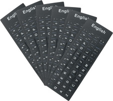 6PCS Universal English Keyboard Letter Stickers, Black and White, Vinyl, Matte,  picture