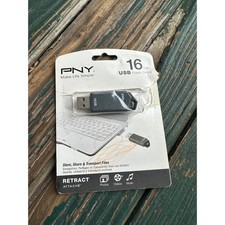 PNY Retract Attache 16GB USB 2.0 Flash Drive Black P-FD16GRTCG-GE picture
