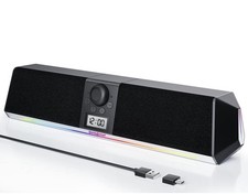 Soulion R80 Soundbar Speaker Bluetooth USB RGB Clock Display 10W Black picture