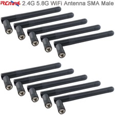10pcs 2.4G 5.8G Dual Band Wireless WiFi Antenna SMA Male 3dBi High Gain 110mm picture