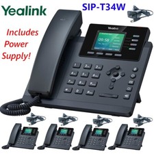 5 Pack Yealink SIP-T34W-PWR Entry Level IP Phone w/ Power Supply SIP-T34W 4 VoIP picture