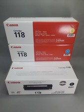 CANON 118 Toner Cartridge Set Black 2Pk-Cyan-Yellow (Lot of 4, 1 Black open box) picture
