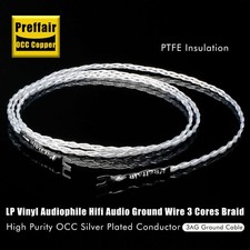 3Core Silver Plated Amplifier Ground Wire Audio Cord with Rhodium Plated Y Spade picture