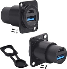PENGLIN 2PCS Dual USB Panel Mount Adapter,USB-C 3.1 & USB 3.0 Female picture