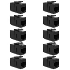 10Pcs Cat5E RJ45 Ethernet LAN Network Keystone Jack Coupler Snap In Insert Black picture
