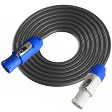 Powercon Extension Cable 12AWG 3 Pin Male-to-Female 15FT Black picture