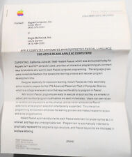 Apple announces Instant Pascal - original corporate press release, June 25, 1985 picture