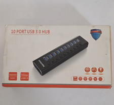 RSHTECH 10-Port USB 3.0 Powered Hub 5Gbps Independent Switches Black New picture