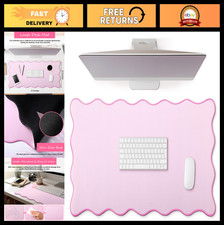 Large Scalloped Desk Mat - Cute Coquette Table Pad, Waterproof & Nonslip, 31.5