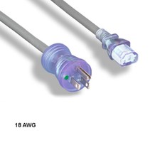 [10X] 15ft 18 AWG Hospital Grade Power Cable NEMA 5-15P to C13 10A/125V Clr picture