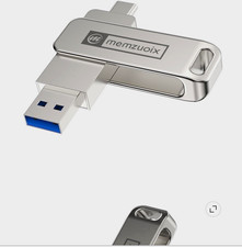 memzuoix 64GB USB 3.2 Dual USB-A/USB-C Flash Drive Silver Keyring picture