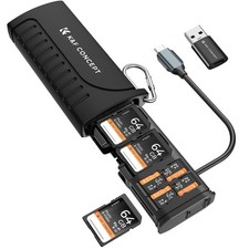 USB-C SD MicroSD Card Reader Storage Case UHS-II USB 3.1 12-Slot Camera Adapter picture