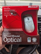 Vtg Microsoft Wheel Mouse Optical Mouse: PC/MAC USB PS2 (NEW SEALED)  picture