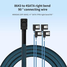 2 PCS 0.5M 1.64FT SFF8643 To 4X SATA 90Degree RightAngle Adapter Cable picture