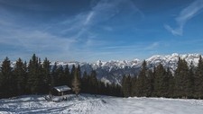 Landscape nature snow trees house hut mountains winter Custom Gaming Mat Desk picture