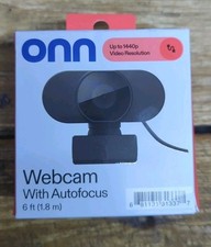 Onn Surf 1440P Webcam with Autofocus & Built-In Microphone - Black (100123829) picture