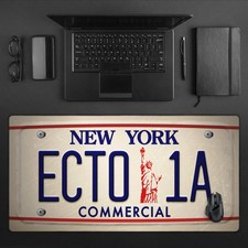 ECTO 1A License Plate Desk Mat, Retro 80s New York Style XL Gaming Mousepad picture