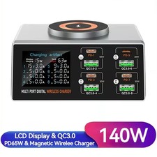 Multi 8 Port USB Charging Station Hub Desktop Phone Wireless Charger Organizer picture