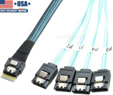 Slim Line SAS4.0 SFF-8654 38pin Host to 4-SATA 7Pin Target HDD Fanout Raid Cable picture