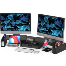 Simple Houseware Desk Dual Monitor Stand Riser with Drawer, Black picture