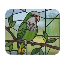 Monk Parakeet Mouse Pad bird watcher avian desk office stained glass look picture